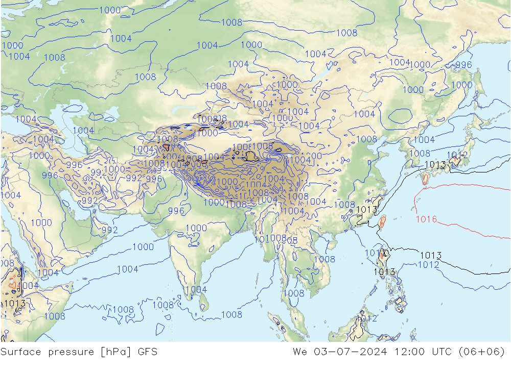 Luchtdruk (Grond) GFS wo 03.07.2024 12 UTC