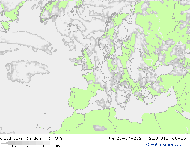 Bewolking (Middelb.) GFS wo 03.07.2024 12 UTC