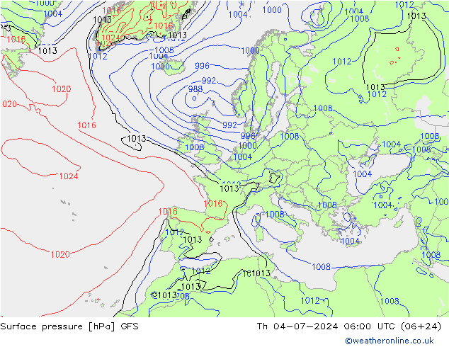 Luchtdruk (Grond) GFS do 04.07.2024 06 UTC