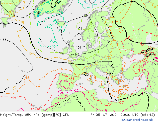 Z500/Rain (+SLP)/Z850 GFS Fr 05.07.2024 00 UTC