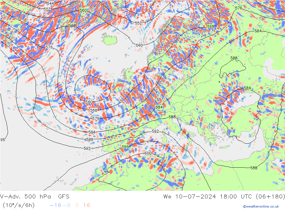 V-Adv. 500 hPa GFS wo 10.07.2024 18 UTC