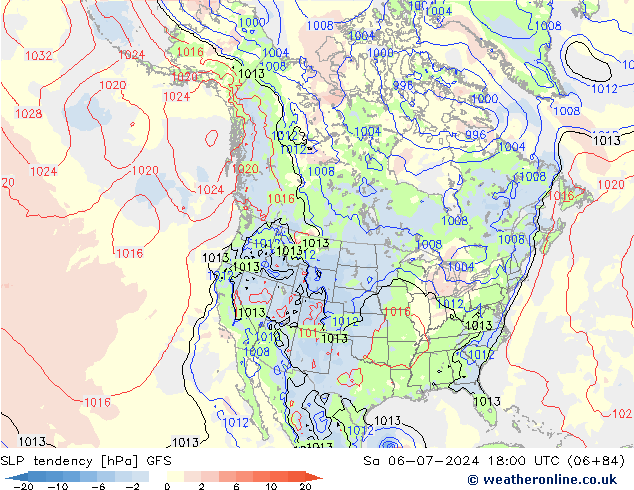 Druktendens (+/-) GFS za 06.07.2024 18 UTC