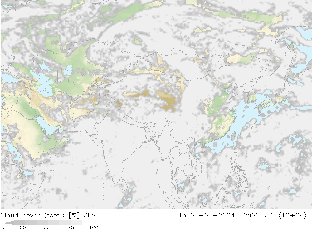 Bewolking (Totaal) GFS do 04.07.2024 12 UTC