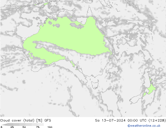 Bewolking (Totaal) GFS za 13.07.2024 00 UTC