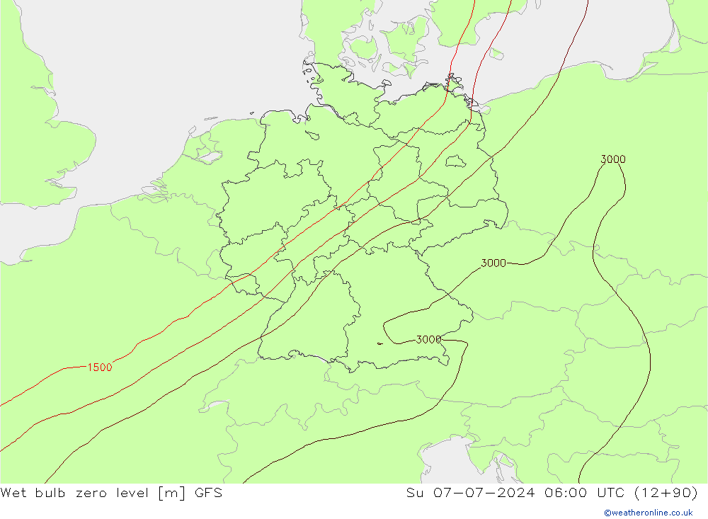 Theta-W Nulgradenniveau GFS zo 07.07.2024 06 UTC