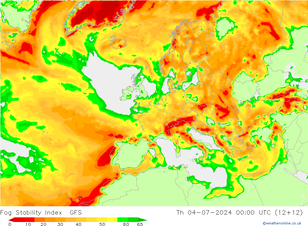 Fog Stability Index GFS 星期四 04.07.2024 00 UTC