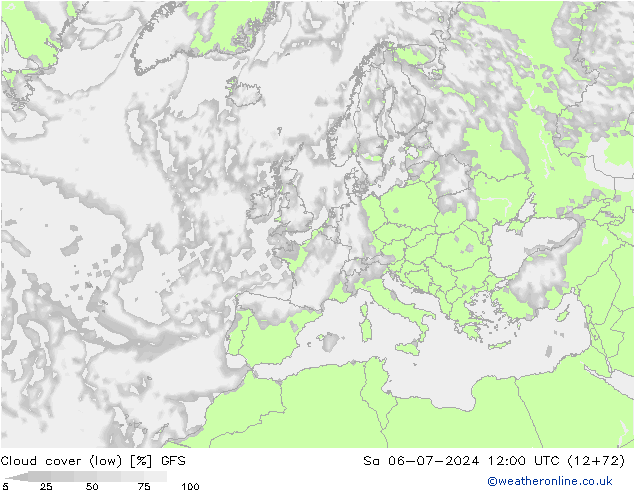 Bewolking (Laag) GFS za 06.07.2024 12 UTC