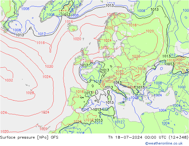 Luchtdruk (Grond) GFS do 18.07.2024 00 UTC