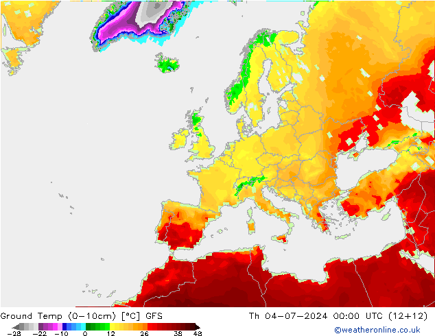 地面最低温度 GFS 星期四 04.07.2024 00 UTC