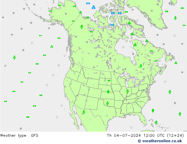 降水类型 GFS 星期四 04.07.2024 12 UTC