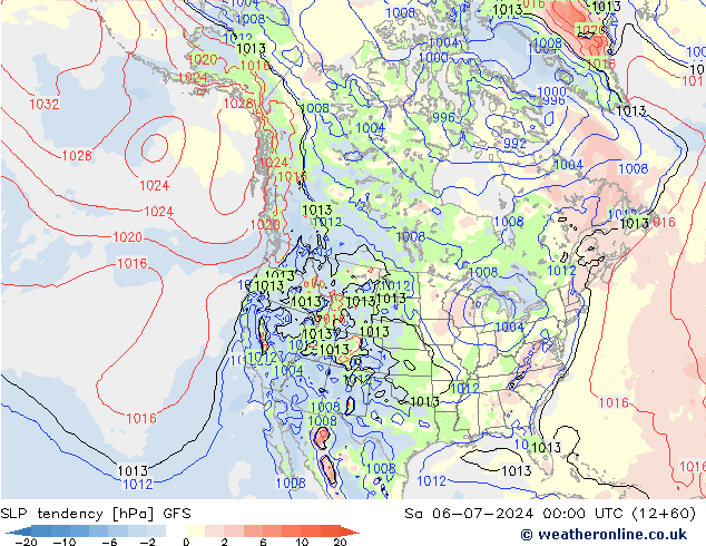 Druktendens (+/-) GFS za 06.07.2024 00 UTC