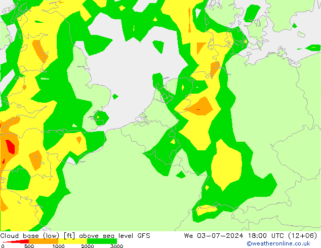 Cloud base (low) GFS 星期三 03.07.2024 18 UTC