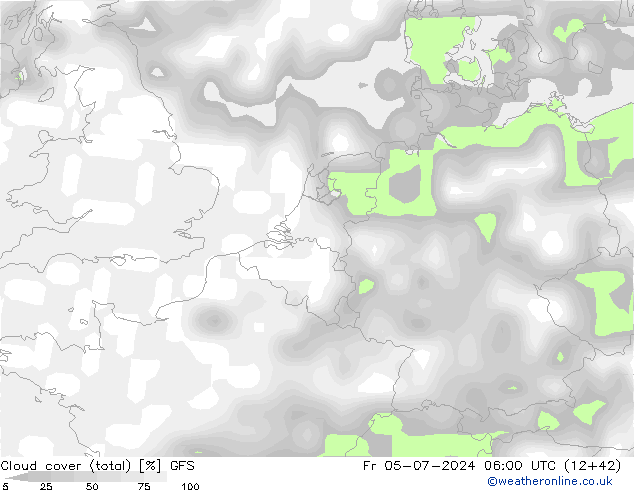 Bewolking (Totaal) GFS vr 05.07.2024 06 UTC