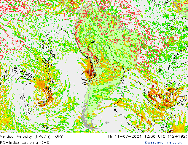 Convectie-Index GFS do 11.07.2024 12 UTC