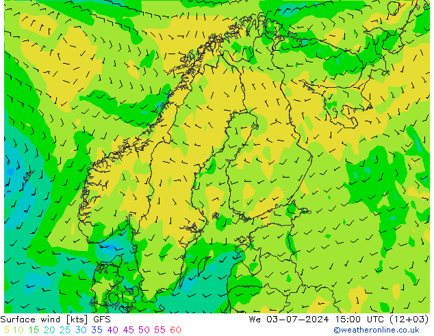 风 10 米 GFS 星期三 03.07.2024 15 UTC