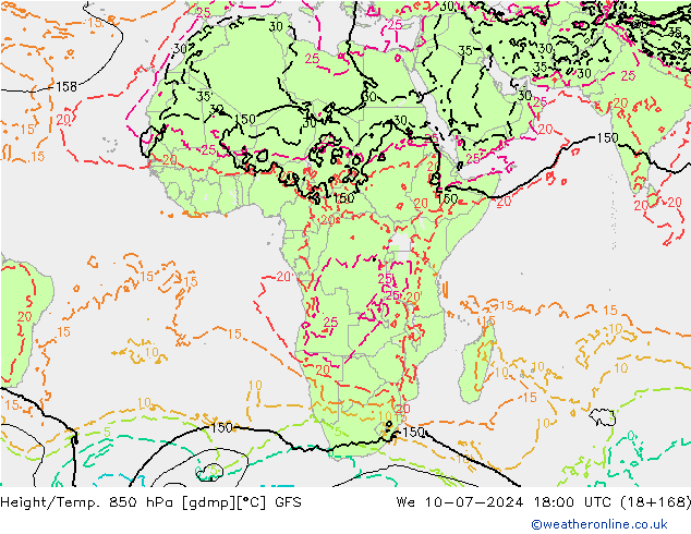 Z500/Regen(+SLP)/Z850 GFS wo 10.07.2024 18 UTC
