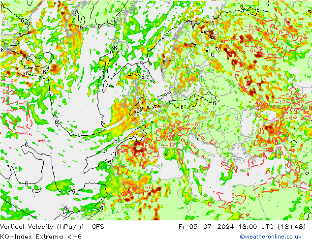 Convectie-Index GFS vr 05.07.2024 18 UTC