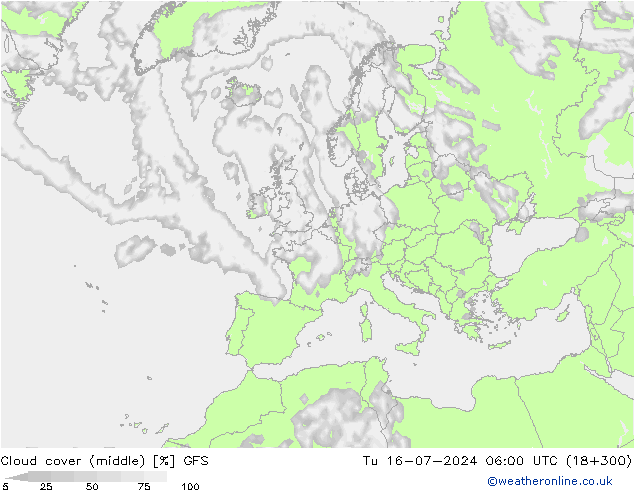 Bewolking (Middelb.) GFS di 16.07.2024 06 UTC