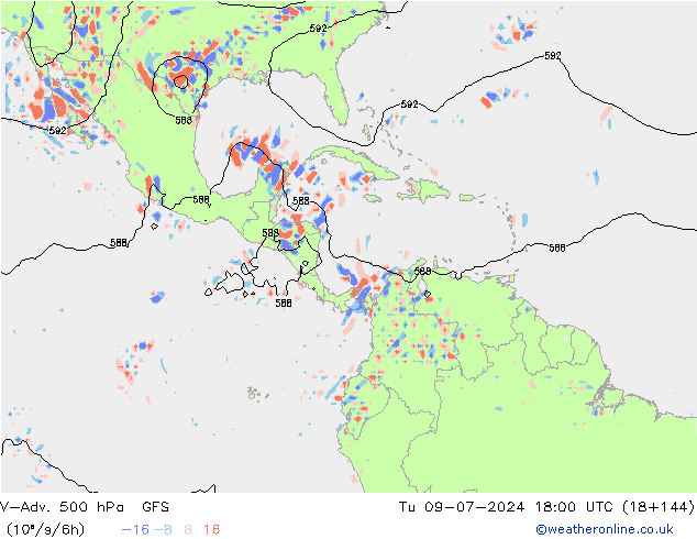 V-Adv. 500 hPa GFS di 09.07.2024 18 UTC