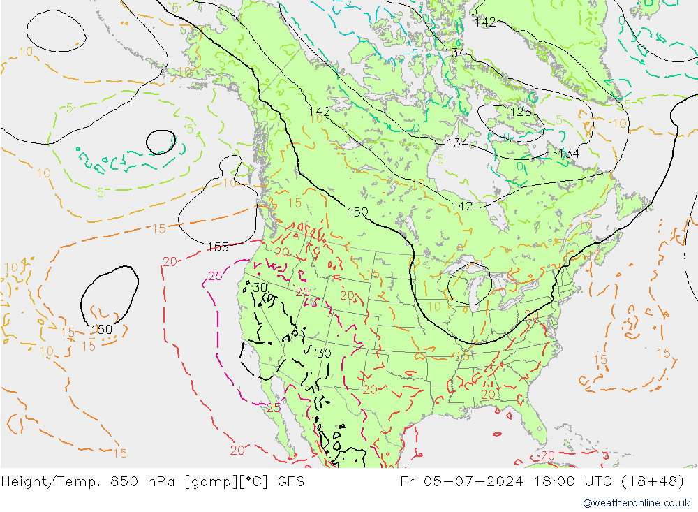 Z500/Rain (+SLP)/Z850 GFS Fr 05.07.2024 18 UTC
