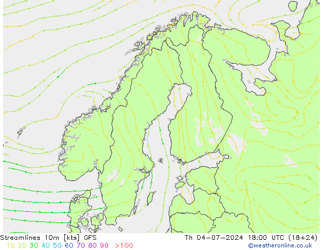 风 10m GFS 星期四 04.07.2024 18 UTC