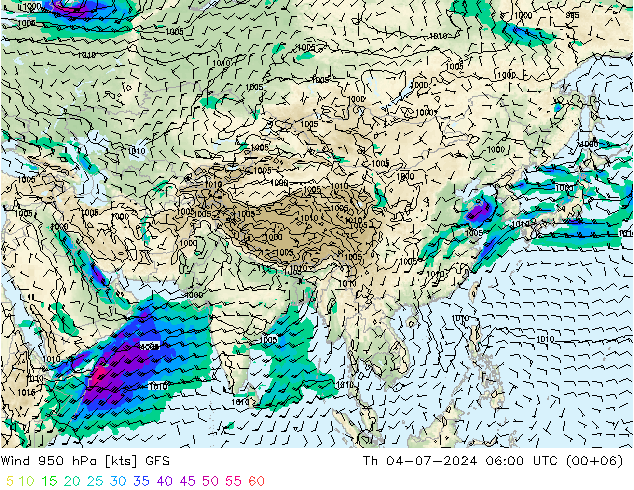 Neerslag 6h/Wind 10m/950 GFS do 04.07.2024 06 UTC
