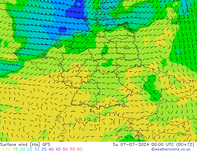 风 10 米 GFS 星期日 07.07.2024 00 UTC