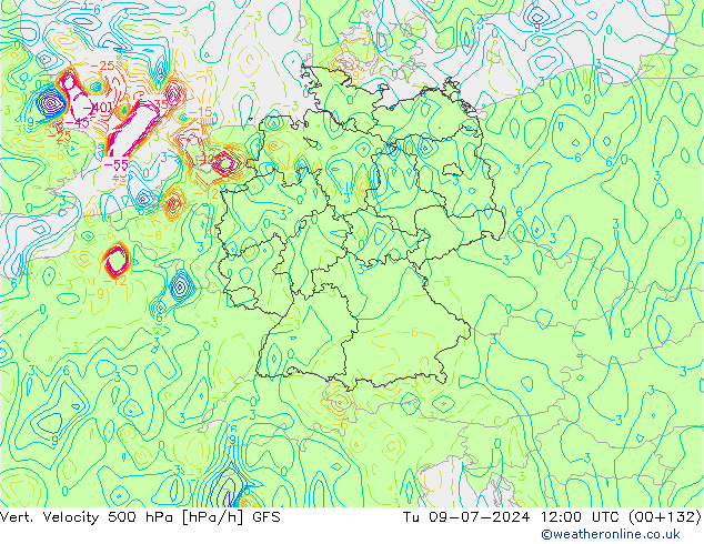 Vert. snelheid 500 hPa GFS di 09.07.2024 12 UTC