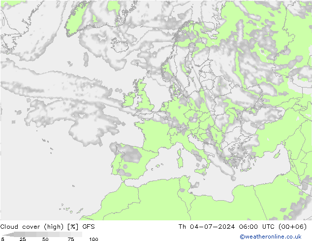 Bewolking (Hoog) GFS do 04.07.2024 06 UTC