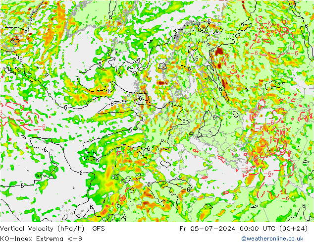 Convectie-Index GFS vr 05.07.2024 00 UTC