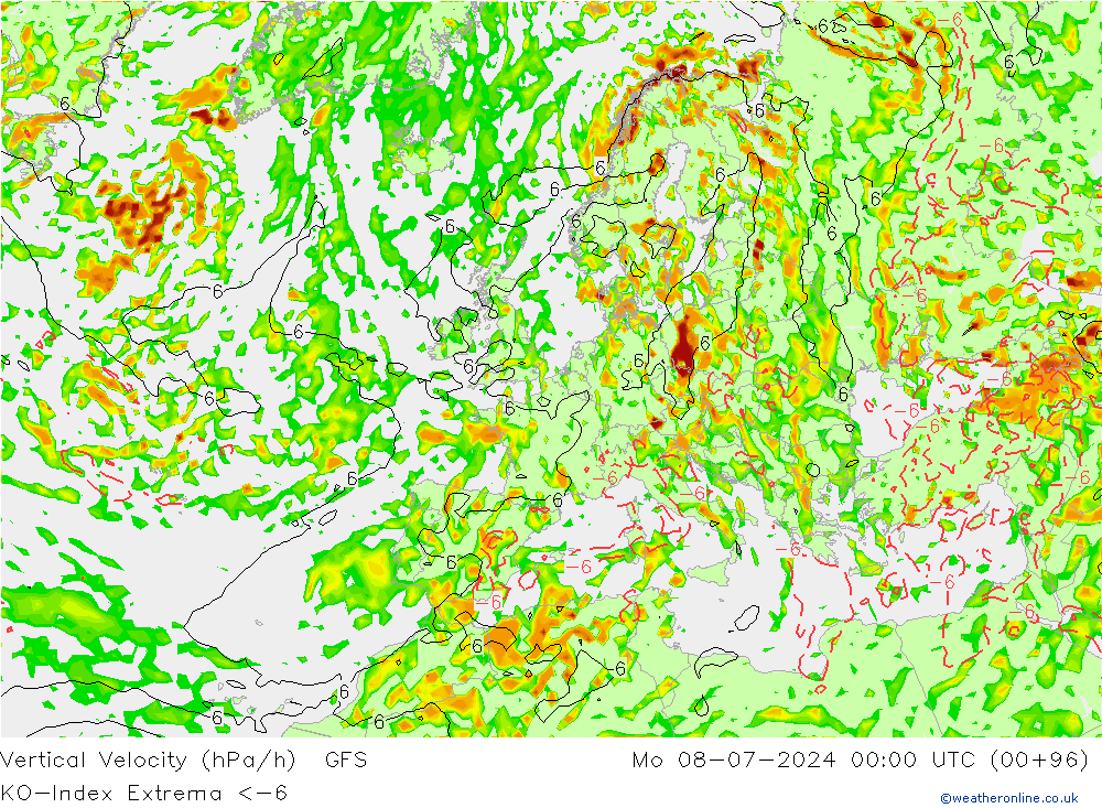Convection-Index GFS 星期一 08.07.2024 00 UTC