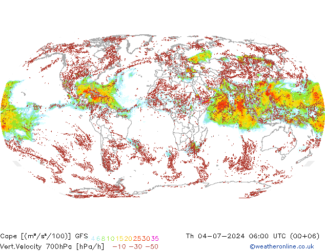 Cape GFS 星期四 04.07.2024 06 UTC