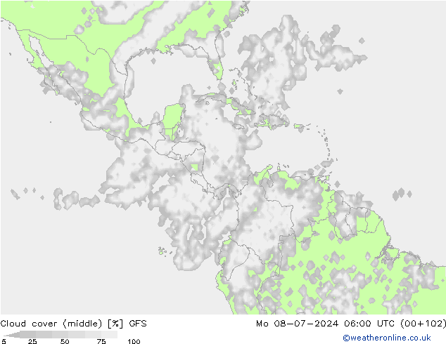 Bewolking (Middelb.) GFS ma 08.07.2024 06 UTC