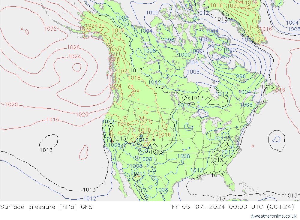 Luchtdruk (Grond) GFS vr 05.07.2024 00 UTC