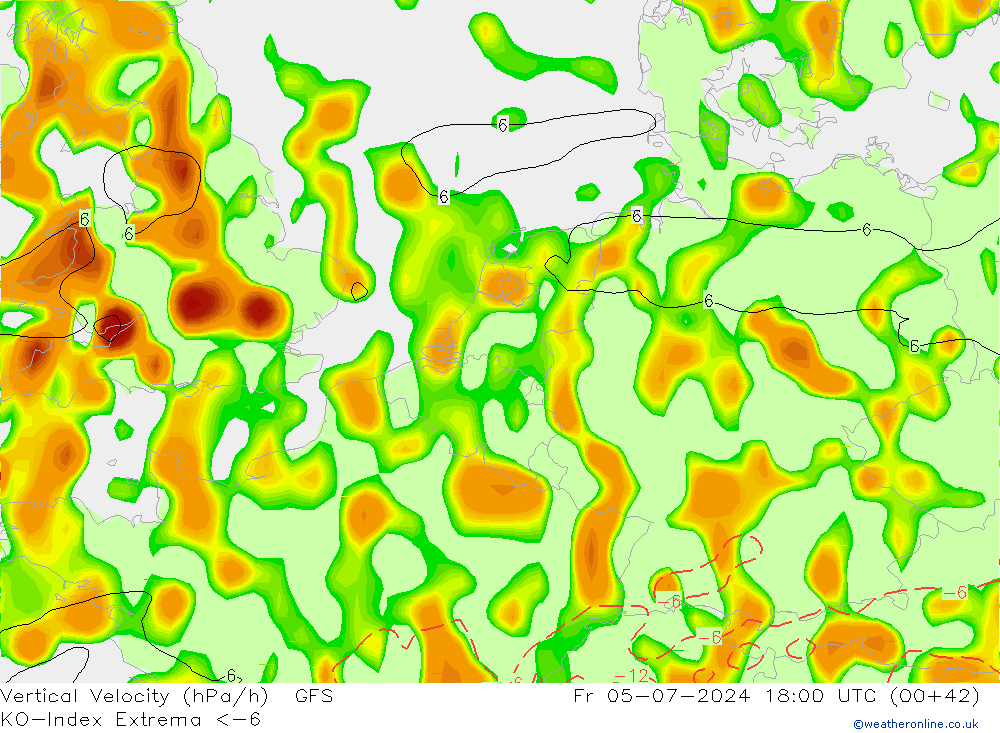 Convectie-Index GFS vr 05.07.2024 18 UTC