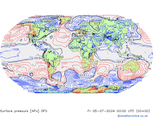 地面气压 GFS 星期五 05.07.2024 00 UTC