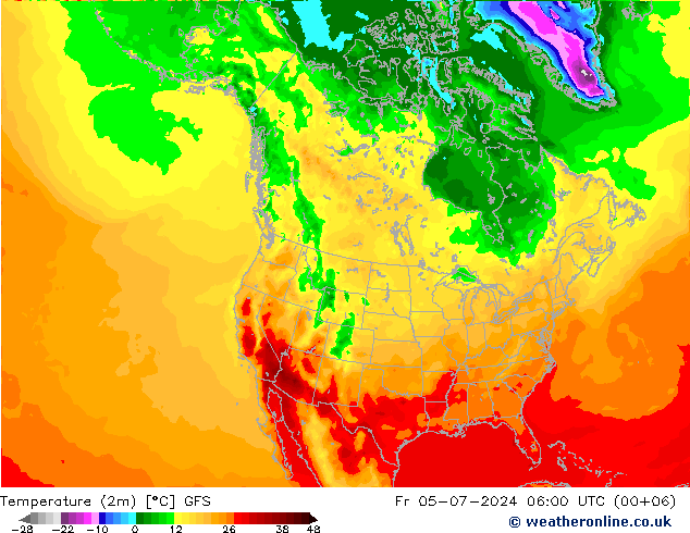 温度图 GFS 星期五 05.07.2024 06 UTC