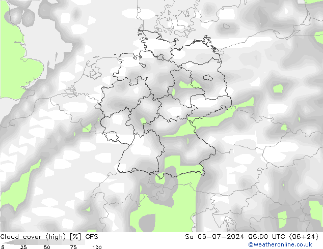 Bewolking (Hoog) GFS za 06.07.2024 06 UTC