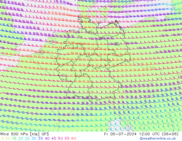 风 500 hPa GFS 星期五 05.07.2024 12 UTC