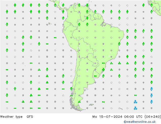 降水类型 GFS 星期一 15.07.2024 06 UTC