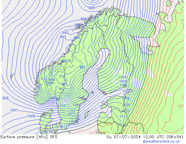 地面气压 GFS 星期日 07.07.2024 12 UTC