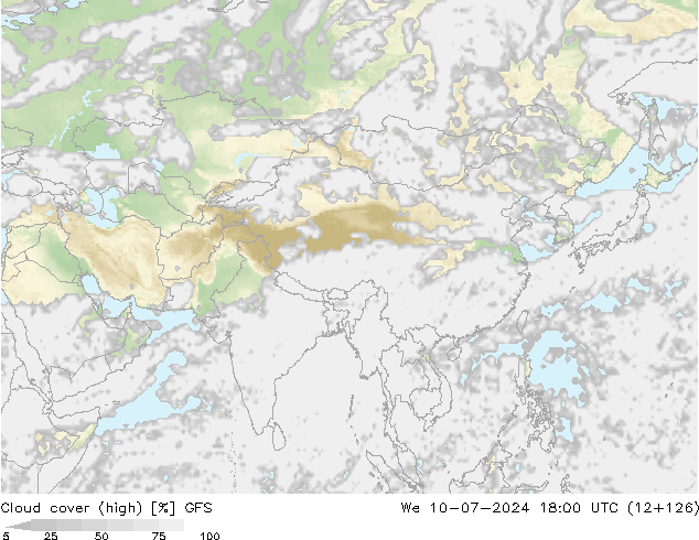 Bewolking (Hoog) GFS wo 10.07.2024 18 UTC