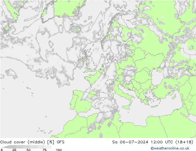 Bewolking (Middelb.) GFS za 06.07.2024 12 UTC