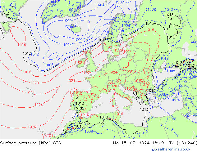Luchtdruk (Grond) GFS ma 15.07.2024 18 UTC