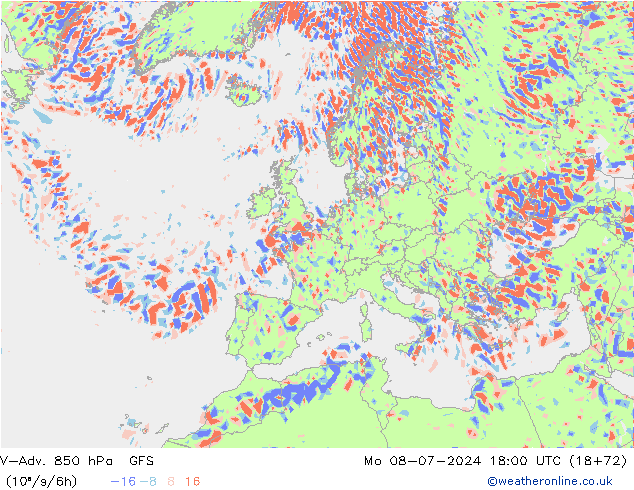 V-Adv. 850 hPa GFS ma 08.07.2024 18 UTC
