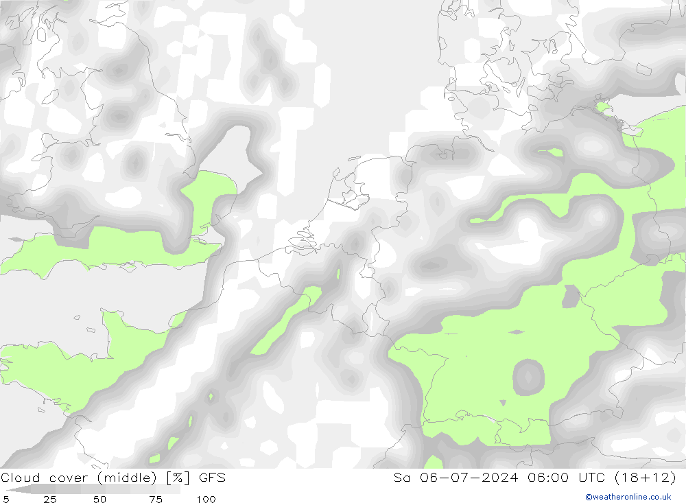 Bewolking (Middelb.) GFS za 06.07.2024 06 UTC
