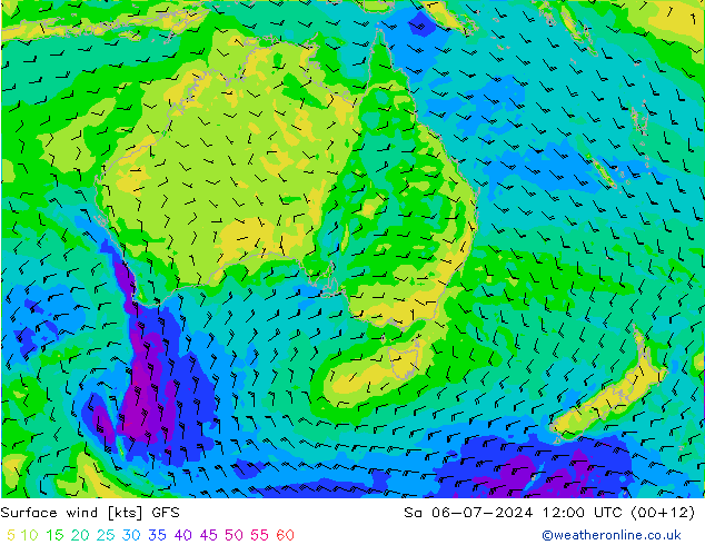 Wind 10 m GFS za 06.07.2024 12 UTC