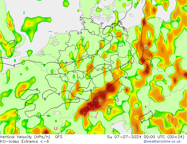 Convection-Index GFS 星期日 07.07.2024 00 UTC