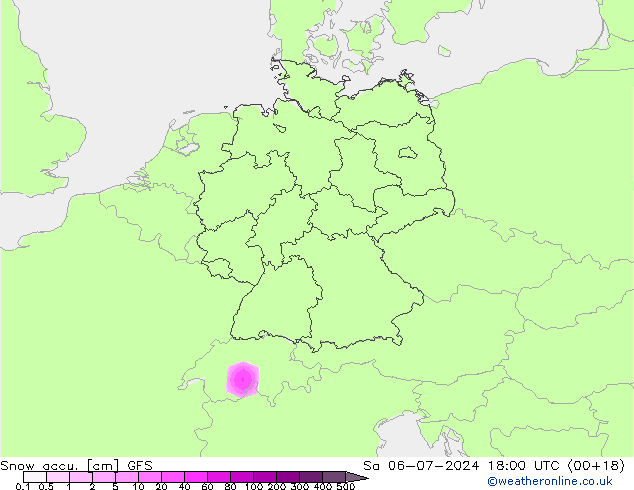 Totale sneeuw GFS za 06.07.2024 18 UTC