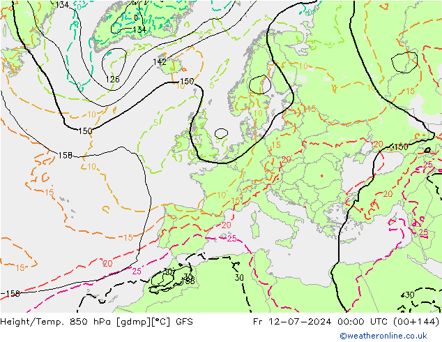Z500/Rain (+SLP)/Z850 GFS 星期五 12.07.2024 00 UTC